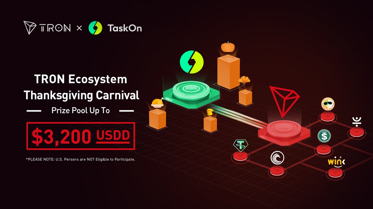taskonxyz's tweet photo. 🌟 Join #Tron Ecosystem #Thanksgiving Carnival! 🌟
🎁 Celebrate with us in #Taskgiving and win a share of 3200 $USDD! 🔽
https://t.co/mkCnOhJT2R
🚀 Ready to boost your Thanksgiving?
🙌 Simply complete tasks with 8 projects in @trondao ecosystem and win amazing rewards! 🔥
#TRONThanksCarnival #Airdrop #Giveaway
