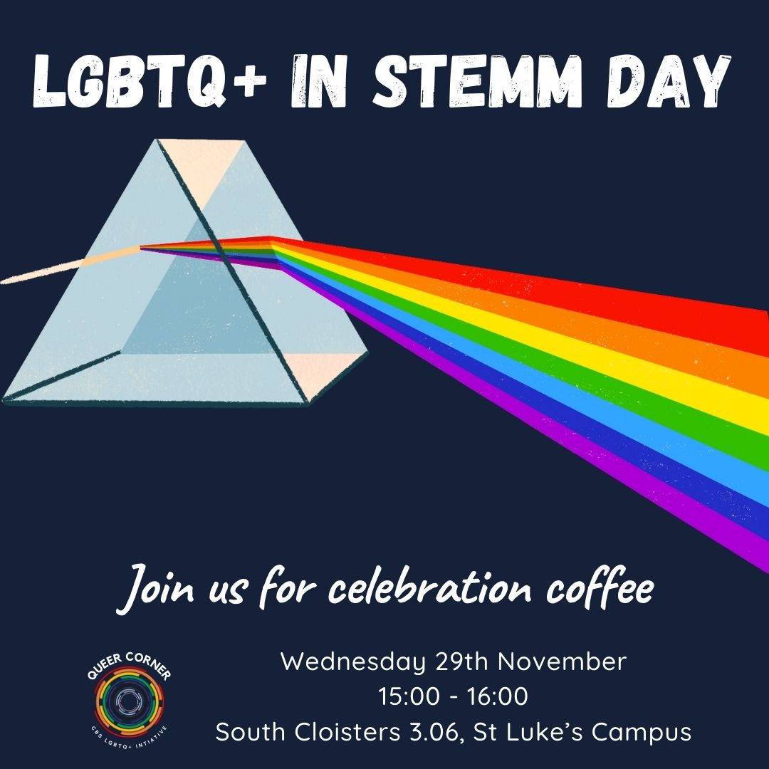Eleanor M. Townsend (@e_m_townsend) on Twitter photo Happy LGBTQ+ in STEMM day! 🏳️🌈🏳️⚧️🥼🧪
CBS department is hosting a celebration coffee on the 29th - see you there 🥳
<a href="/uniofexeHLS/">University of Exeter Faculty of Health & Life Sci</a> <a href="/ExeterMed/">Exeter Med School</a> Happy LGBTQ+ in STEMM day! 🏳️🌈🏳️⚧️🥼🧪
CBS department is hosting a celebration coffee on the 29th - see you there 🥳
<a href="/uniofexeHLS/">University of Exeter Faculty of Health & Life Sci</a> <a href="/ExeterMed/">Exeter Med School</a>