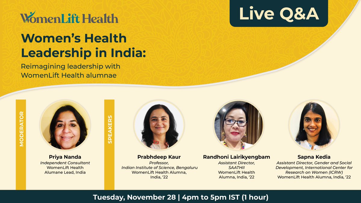 📢LIVE Q&A: Calling mid-career women working in public health in India—are you thinking of applying for our #2024IndiaLeadershipJourney? Join us live to hear from alumnae, ask your questions & learn more about the Journey & its offerings 🔗Register: bit.ly/3QNDucZ