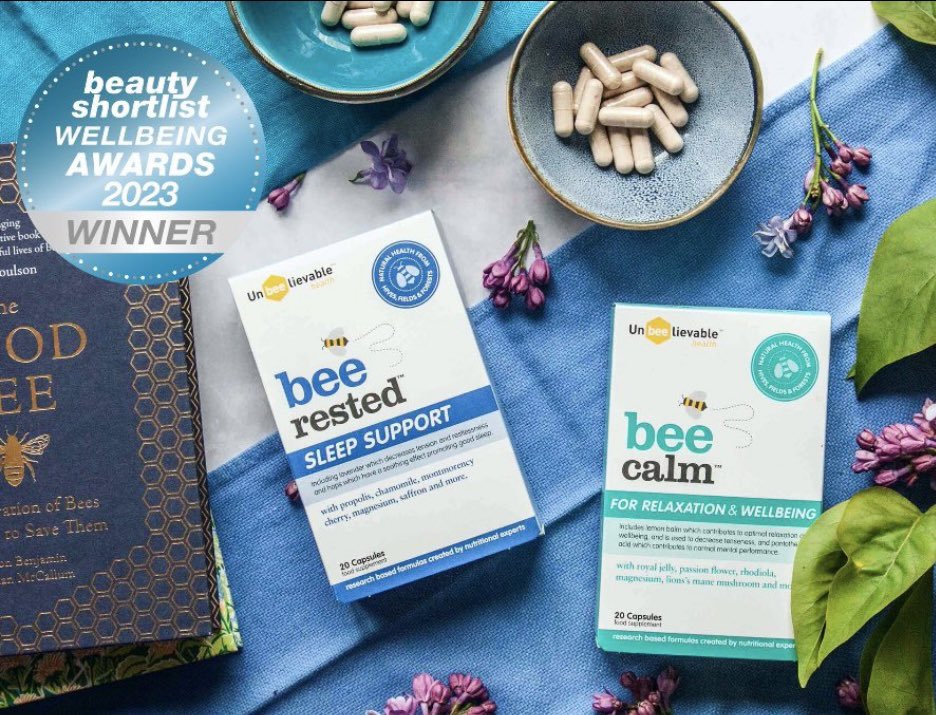 Less anxiety &amp; better sleep. Bee rested &amp; Bee calm supplements contain natural ingredients shown to help. 20% off with code BEEHAPPY20 (UK shipping only).  shop.unbeelievablehealth.co.uk #Wellbeing #insomnia #anxietyrelief #sleeping 
<a href="/BeautyShortlist/">The Beauty Shortlist</a>
In health stores &amp; global 🌎
