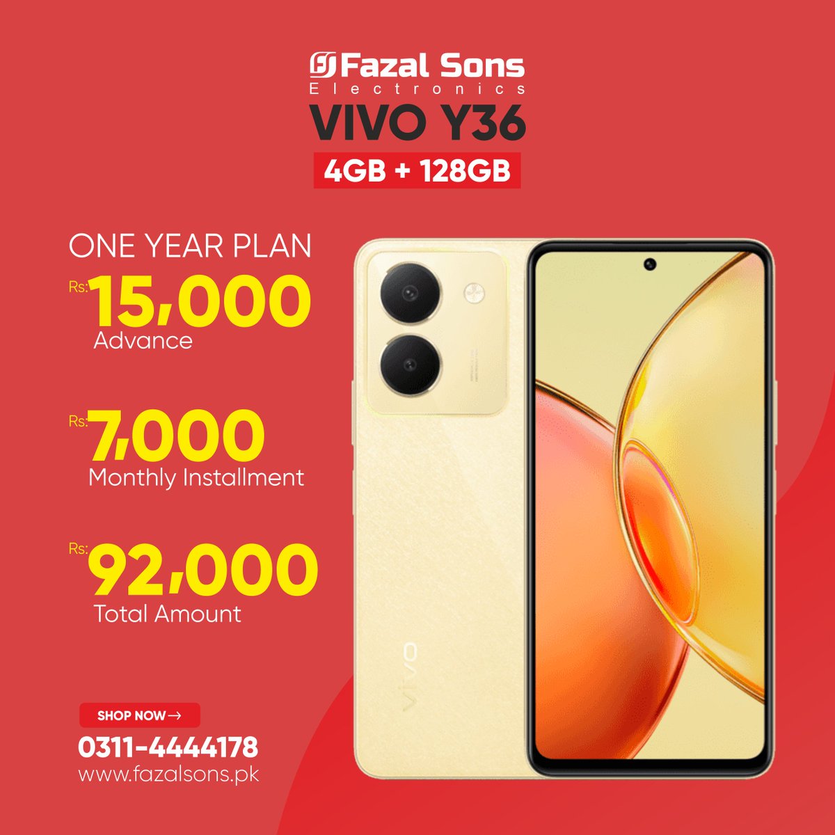 FazalSonElectro's tweet image. 📷📷 Exciting news for Vivo lovers! 📷 Fazal Sons is thrilled to introduce the sleek and powerful Vivo Y36 On easy monthly installments.
📷 Showroom Location: Abid Market, Lahore
📷 Contact Number: 0311-4444178
📷 Apply online: fazalsons.pk/installment/
#VivoY36 #FazalSons #EMI