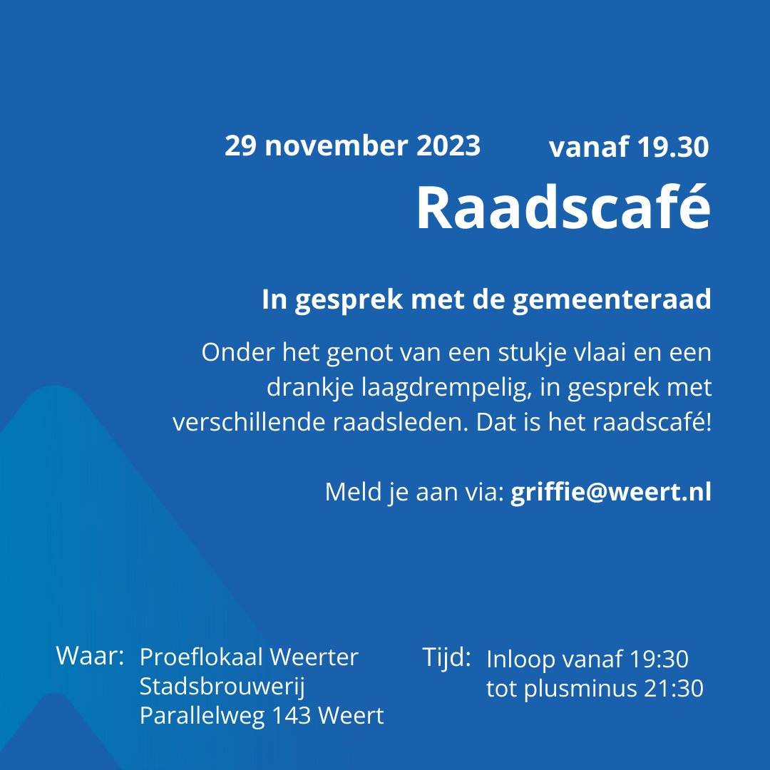 RaadWeert's tweet photo. Ben je benieuwd welke onderwerpen in oktober op onze agenda staan?

Tijdens commissie- en raadsvergaderingen kun jij jouw mening geven over een onderwerp dat op de agenda staat.

Meld je aan door een mailtje te sturen naar griffie@weert.nl, of kijk op https://t.co/5BnnO3wbvg https://t.co/8pVbtArU12