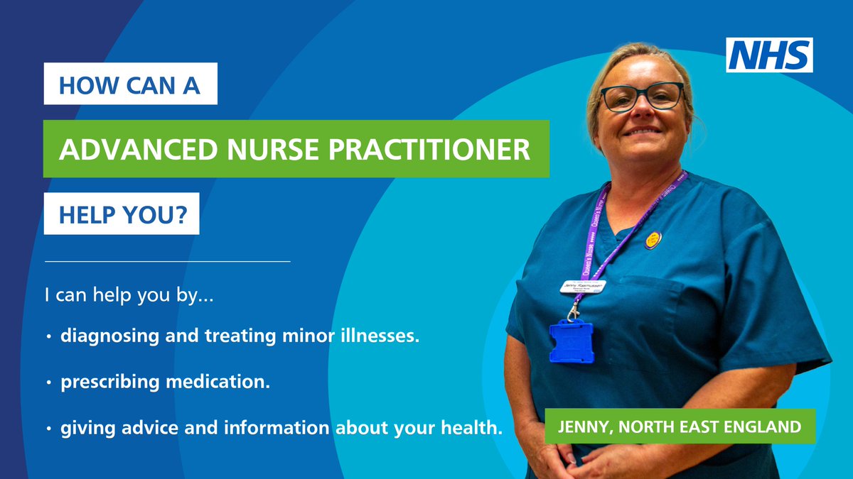 #MeetYourGPTeam👋 Advanced Nurse Practitioners are just one of many roles within your General Practice team. Working alongside doctors & other healthcare professionals, they help get you the right care for your needs. Find out how an ANP can help you➡️england.nhs.uk/north-east-yor…