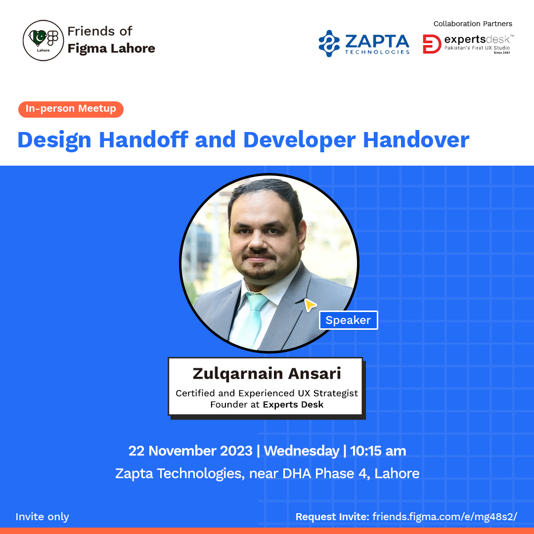 fof_lahore's tweet photo. Friends of Figma Lahore organizing In-Person meetup! We'll discuss about Design Handoff and Developer Handover with Zulqarnain Ansari at @zaptatech

Note: This is invite only event. Request your Invite: https://t.co/wEgUSQzb7e

#friendsoffigma #foflahore #DesignMeetup https://t.co/wdHe9yZ49L