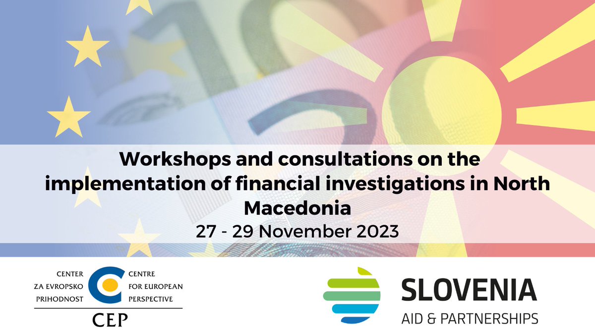 CEP_Slovenia's tweet photo. 🇸🇮🤝🇲🇰 3rd consultation &amp; workshops will be held from 27 Nov-1 Dec in North Macedonia.

They will focus on:
🔢 valuation &amp; calculation of assets of illicit origin, 
🔎 criminal investig. of proceeds of crime,
🕵️‍♂️ conducting financial investigations from a prosecutor’s perspective. https://t.co/YMJZXz9ave