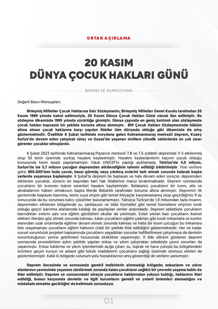 dbcocukhaklari's tweet photo. 20 Kasım Dünya Çocuk Hakları Günü’nde tüm kurumları ve aktörleri yükümlülükleri doğrultusunda çocuk hak ihlallerinin önlenmesi ve barış ortamının sağlanması için gerekli olan çalışmaları ivedilikle yapmaya davet ediyoruz. https://t.co/awFsr2SJt5