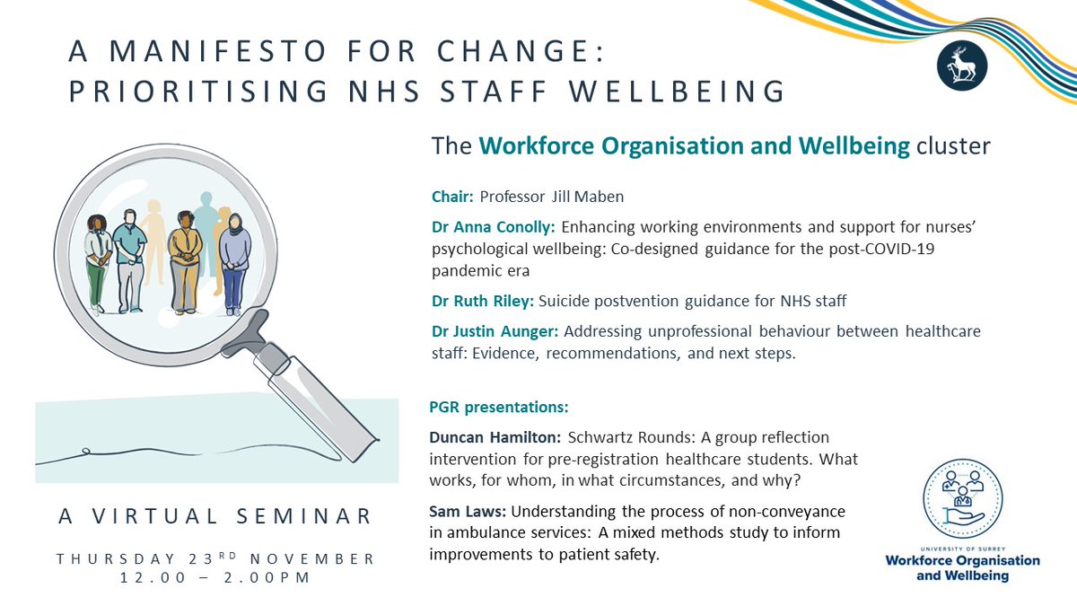 Join us online on Thursday 23rd at midday as we showcase the diverse research projects and outputs taking place in our teams. #NHSWellbeing #Healthworkers #Guidance #HealthResearch DM us for joining details.
