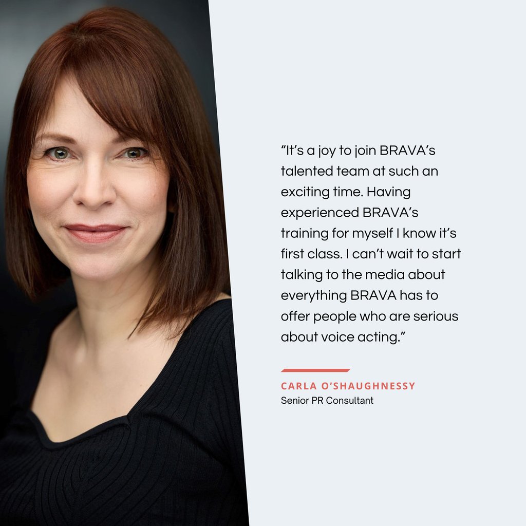 We are so pleased to announce the appointment of Carla O’Shaughnessy into the #BRAVATeam as Senior PR Consultant. She brings with her over 20 years' experience in PR.

Not only is she a PR powerhouse, but she is now also #BRAVATalent, and currently works as a voice actor.