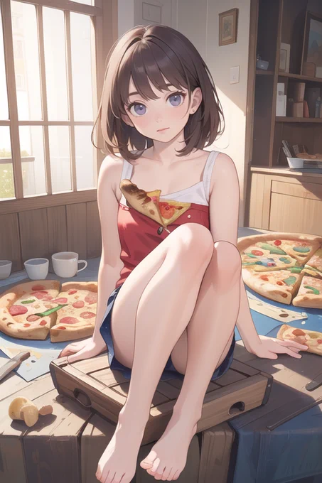 AIに描いてもらったふとももピザガール 