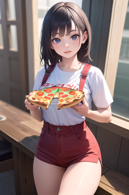 AIに描いてもらったふとももピザガール 