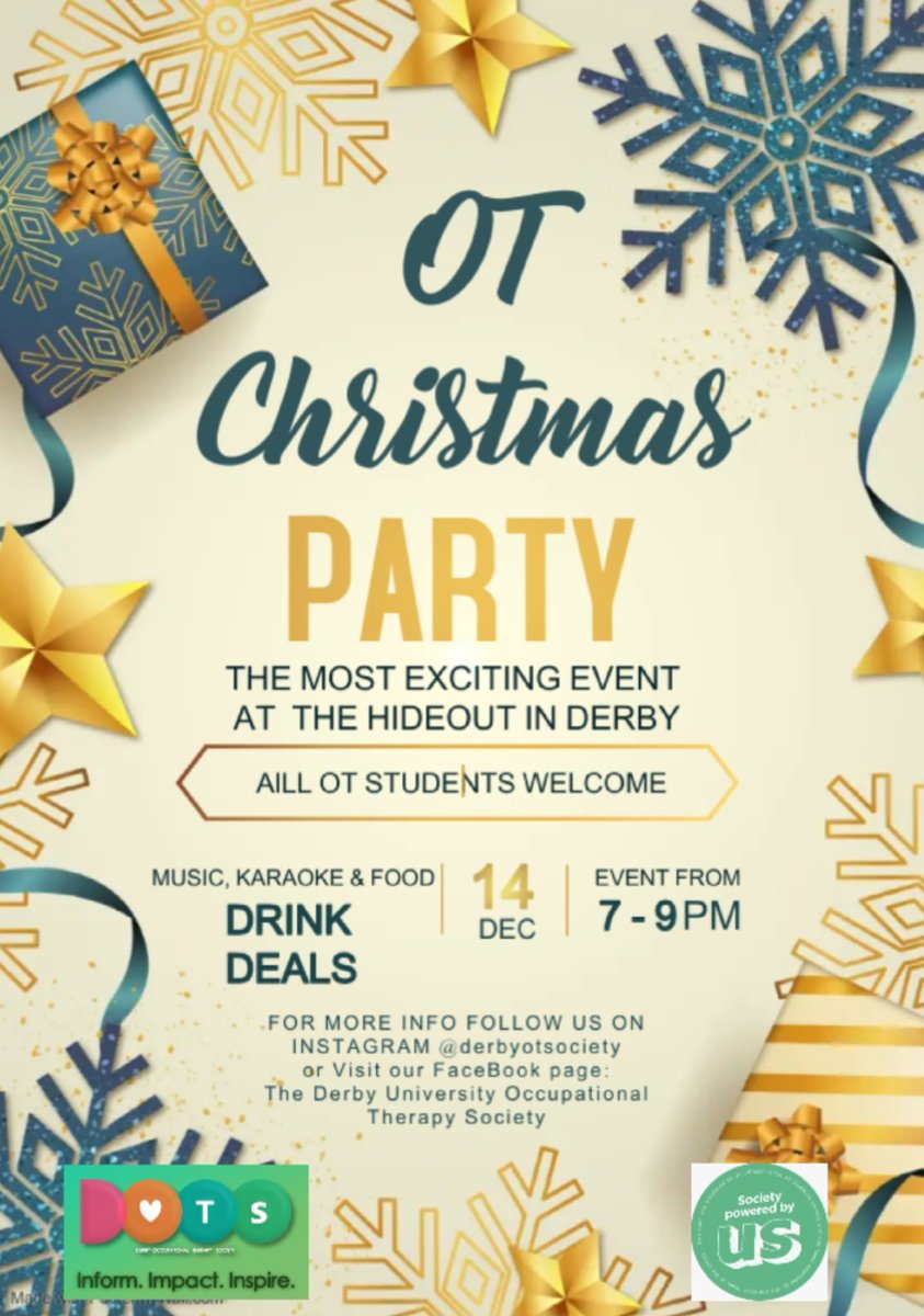All OT students welcome ! Put it in your calendars, time to relax and celebrate your achievements this term 🎄✨️