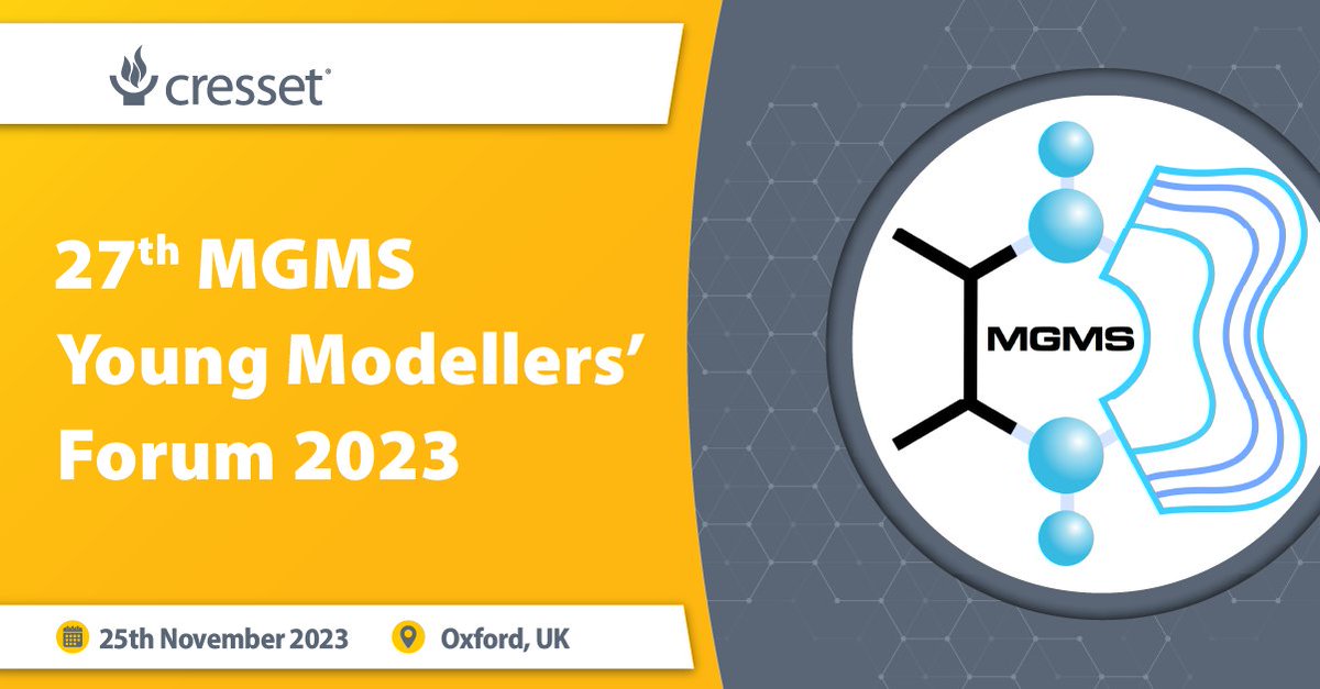 We're pleased to be sponsoring the 27th MGMS Young Modellers’ Forum 2023, and look forward to attending this Friday, 25th November at the University of Oxford. 

#drugdiscovery #DMTA #smallmolecule #drugdesign #CADD