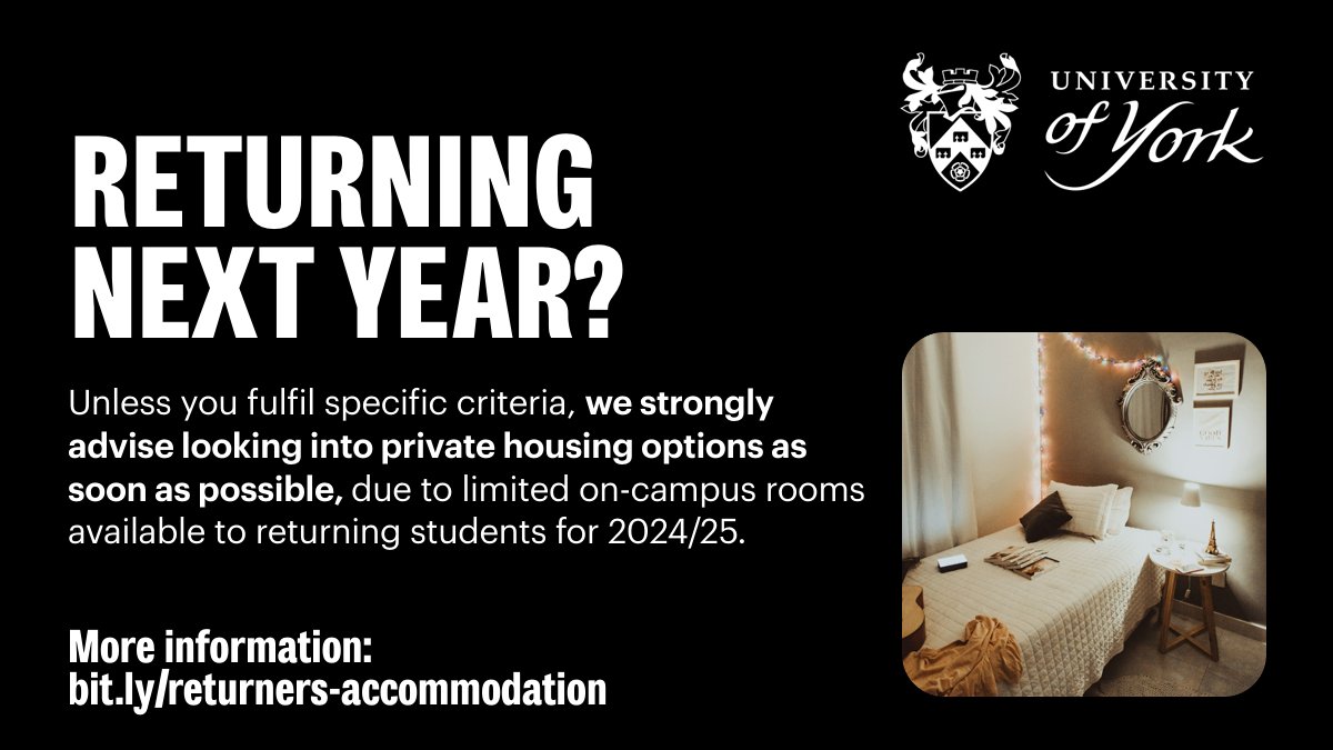 Starting to think about where you might live next year? 🏘️ Returners accommodation for 2024/25 is limited, and we will be prioritising offers to those who fall into specific criteria. (1/2)