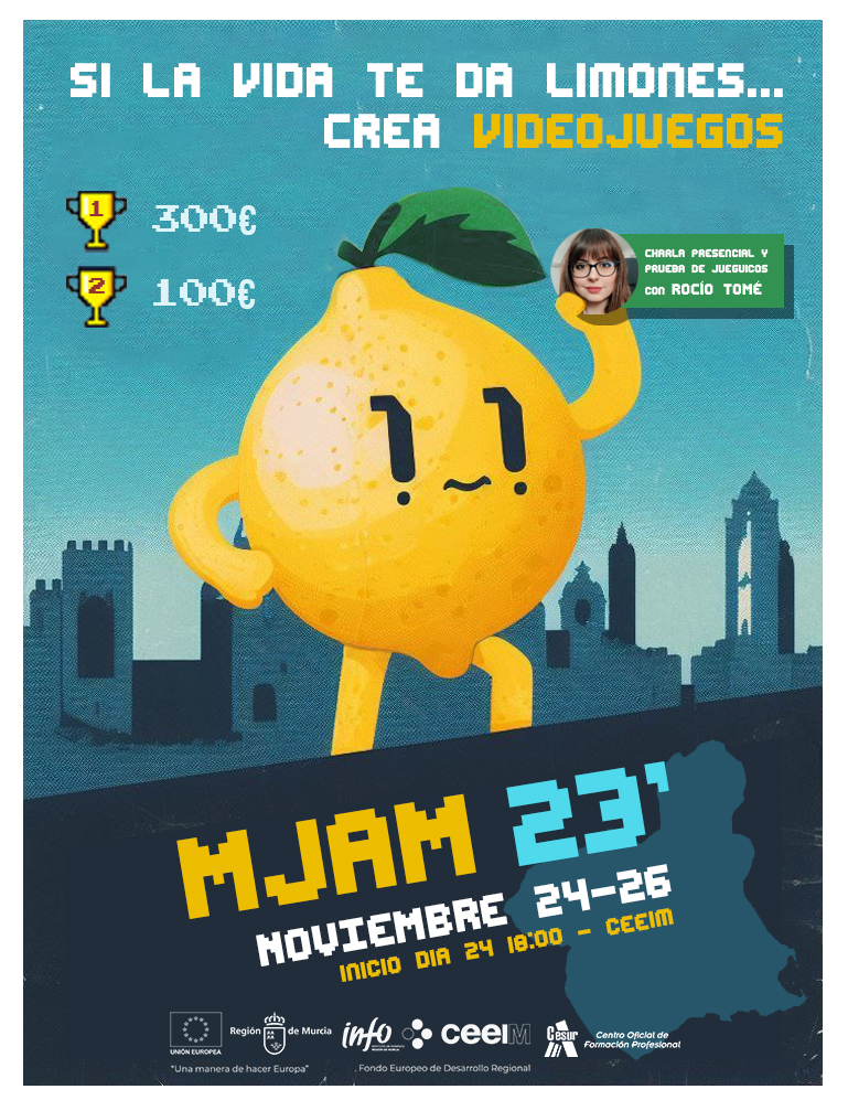 xavis's tweet image. ¿No sabes qué hacer este finde? ¡Crea un videojuego! 

Apúntate: itch.io/jam/mjam23

Participes o no te esperamos este viernes a las 18:00 en el @CeeiMurcia para iniciar la #murciagamejam 2023 🎮🧠 con charlita de @RothioTome 🔥