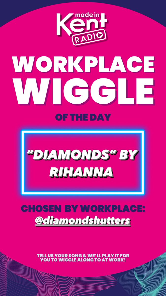 Today’s Workplace Wiggle was chosen by Diamond Shutters!💙💜

#WorkplaceWiggle #MadeinKent