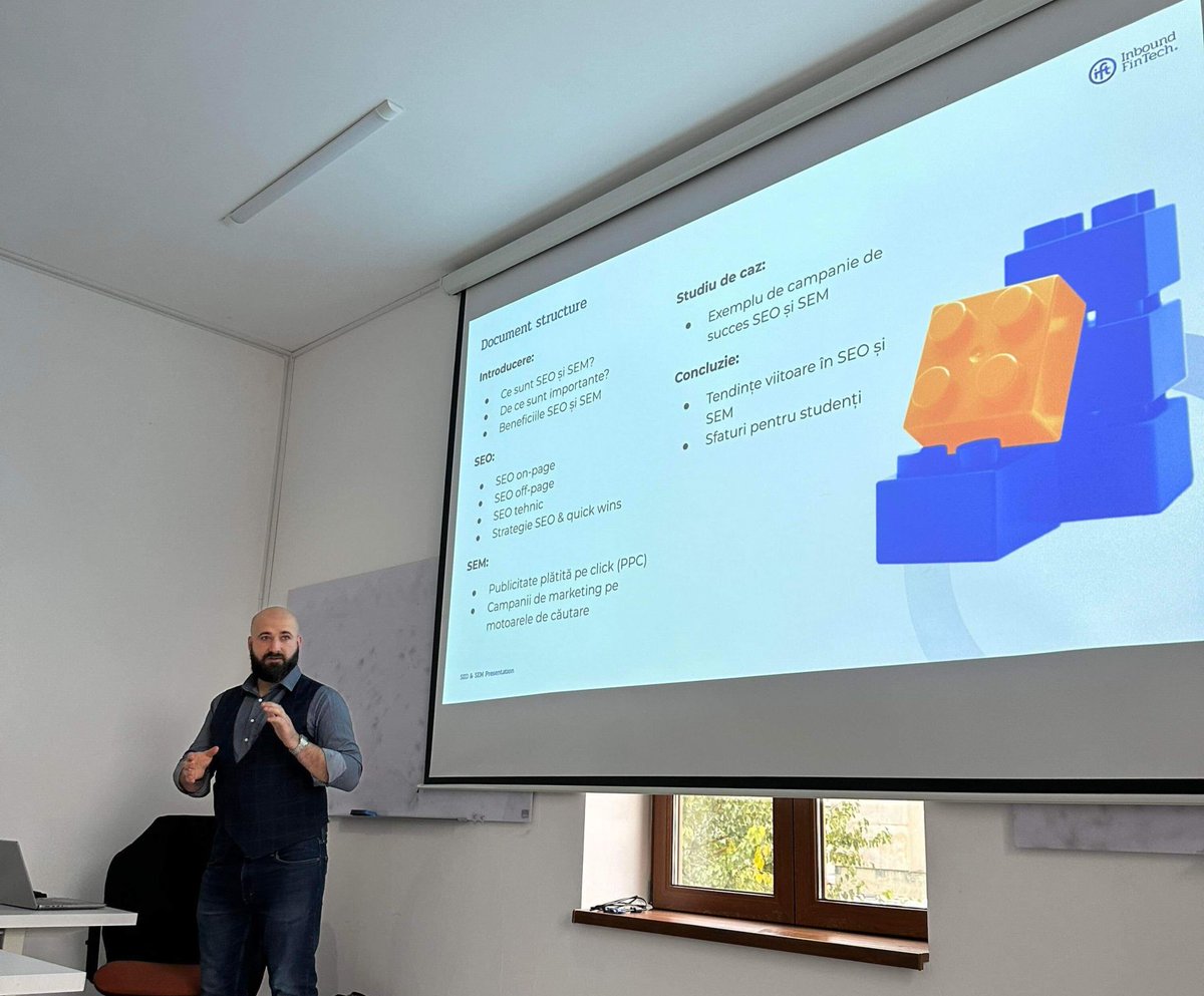 evarahq's tweet photo. Last week, our Innovation Lead, Mihai Jepan, appeared as a guest lecturer at the West University of Timișoara (@uvtromania). 🎤

We're proud to see Mihai sharing his wealth of #SEO &amp; #SEM knowledge with the next generation of talent. 👏

#digitalmarketing #events #knowledgeshare https://t.co/wh2ksApKf3