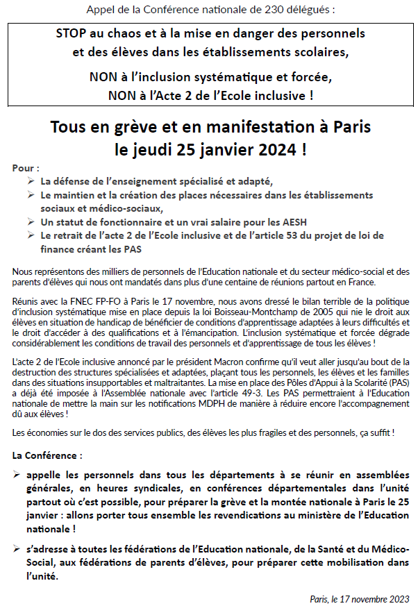 cafepedagogique's tweet photo. Soutenu par FO, cet appel a de l'avenir : les PAS visent en effet à ce que l'EN reprenne la main sur l'attribution des AESH et sont passés en 1ère lecture à l'Assemblée grâce au 49-3 déposé sur le PJL2024. https://t.co/PvX0OCaopY