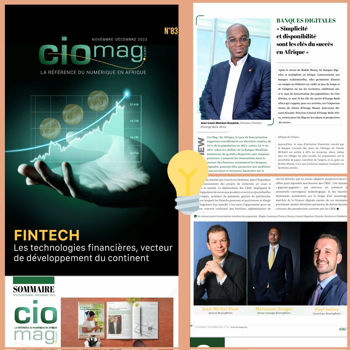 niragInes's tweet image. 📰🗞 Réel plaisir d'avoir collaboré&amp;amp; contribué à la parution du #83 [Nov-Déc 2023] du Magasine CIO Mag -La référence du numérique en Afrique.

💡Ce num porte sur #Fintech
📌 Les technologies financières, vecteur de développement du continent
✅️ Détails:
lnkd.in/dsps2vFa