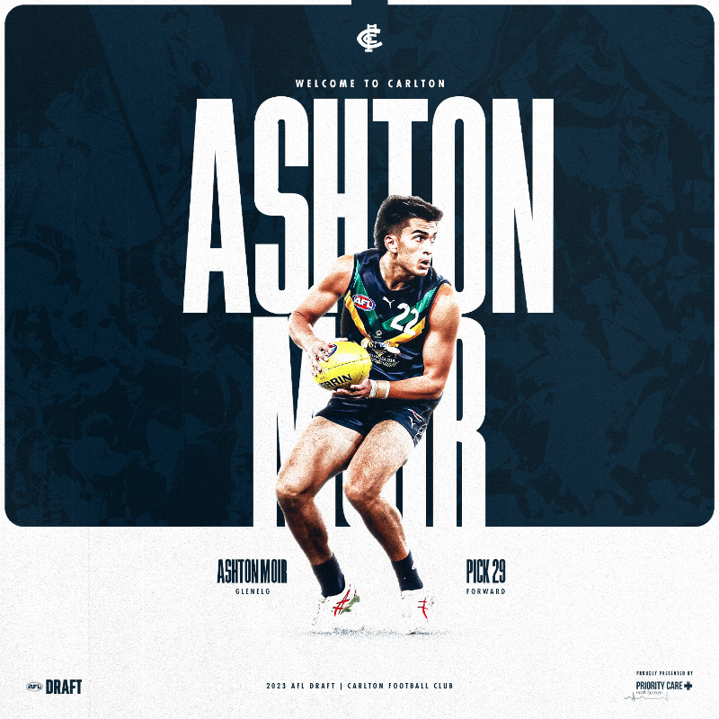 CarltonFC's tweet photo. Ash-tons of talent.

The wait is over! Welcome to Carlton, Ashton Moir!