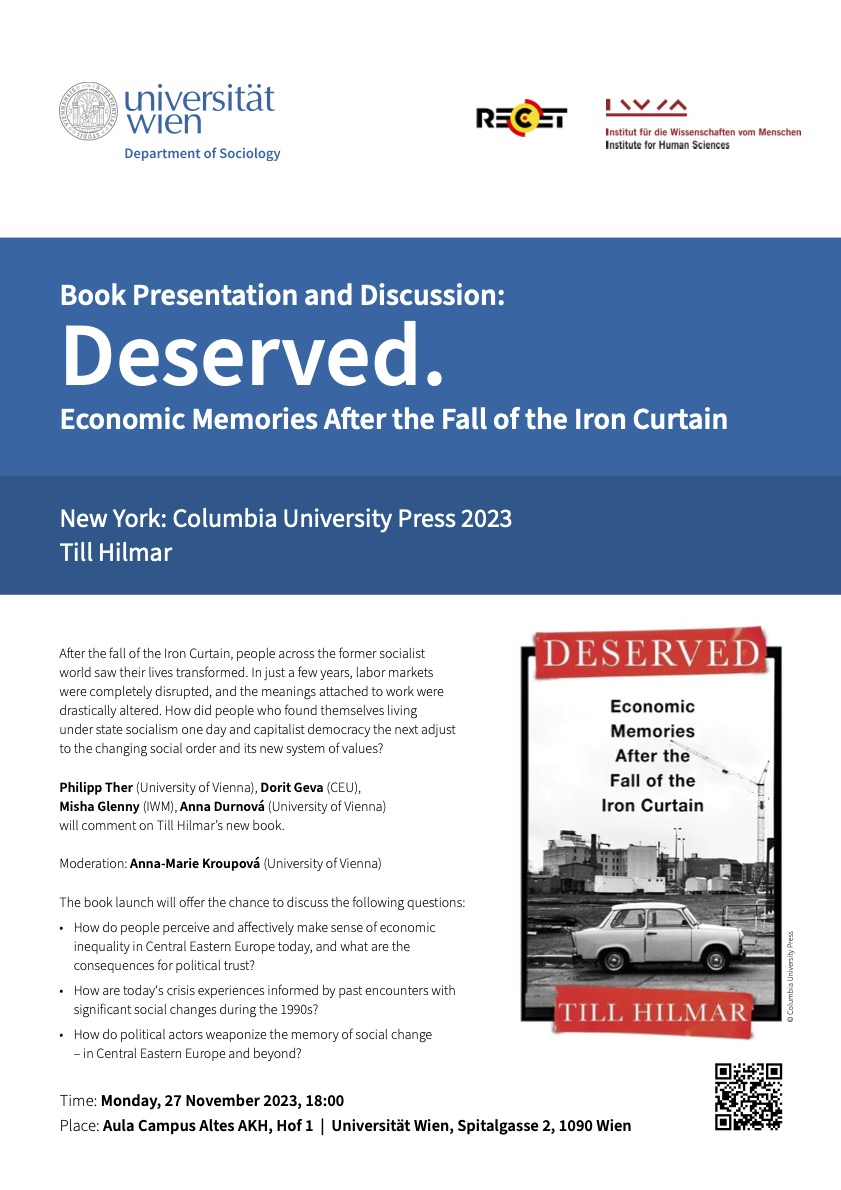 @sosci_univie @evrop_anka @MishaGlenny @philipp_ther @andullhak 📢 If you're in Vienna next Monday, please join us for this book launch of Deserved✍️with this wonderful panel! @IfSWien, @IWM_Vienna, @recetvienna, @ColumbiaUP