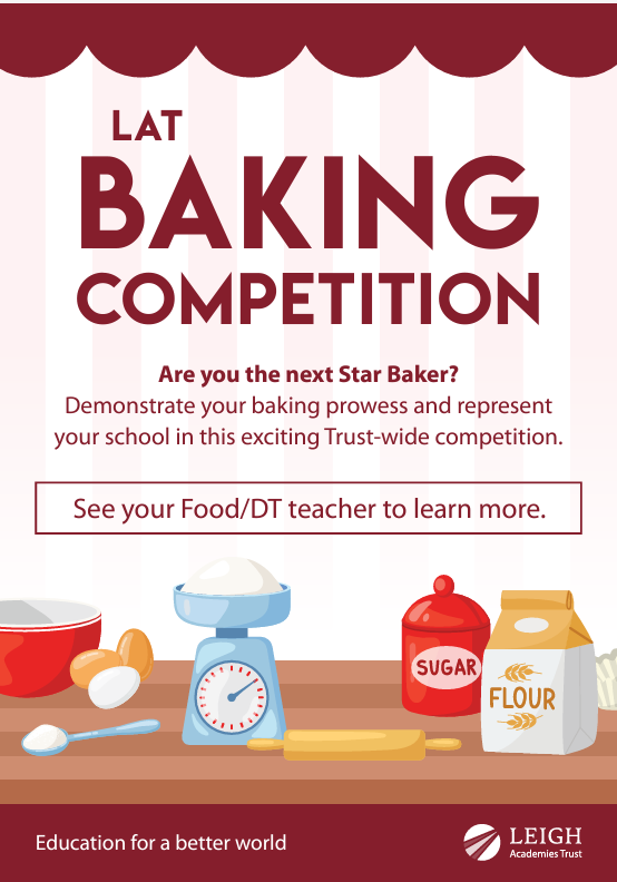 LeighRainham's tweet photo. An exciting opportunity run by the LAT to find the next star baker! Speak to your DT teacher if you would like more information and how to enter! https://t.co/ztaSRlgfGS