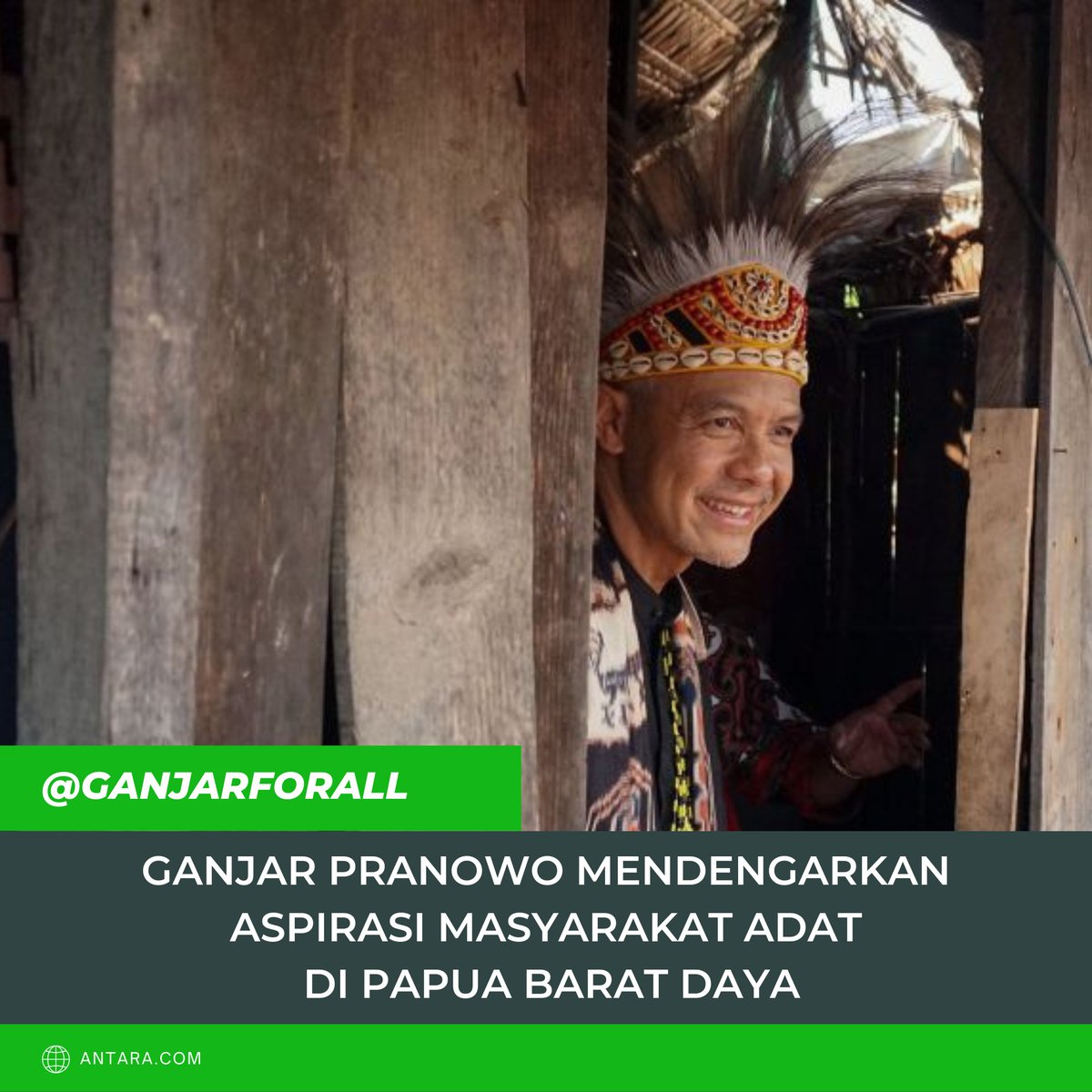 ganjarforall's tweet photo. Calon presiden nomor urut tiga Ganjar Pranowo mengunjungi perkampungan masyarakat asli Kokoda di Kota Sorong, Papua Barat Daya, Senin (20/11/2023). 

#ganjarforall #GanjarPranowo #Ganjar #GenerasiGotongRoyong #GanjarPresiden #GanjarUntukSemua https://t.co/gUccdPkYyE