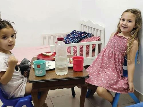 This is the last photo of little Aviv (2 years old) and Raz (4 years old) Katz-Asher taken on the morning of October 7th from their safe room before they were abducted by Hamas terrorists. 

Aviv, Raz, their mother Doron, their grandmother Efrat's partner Gadi Mozes, and their