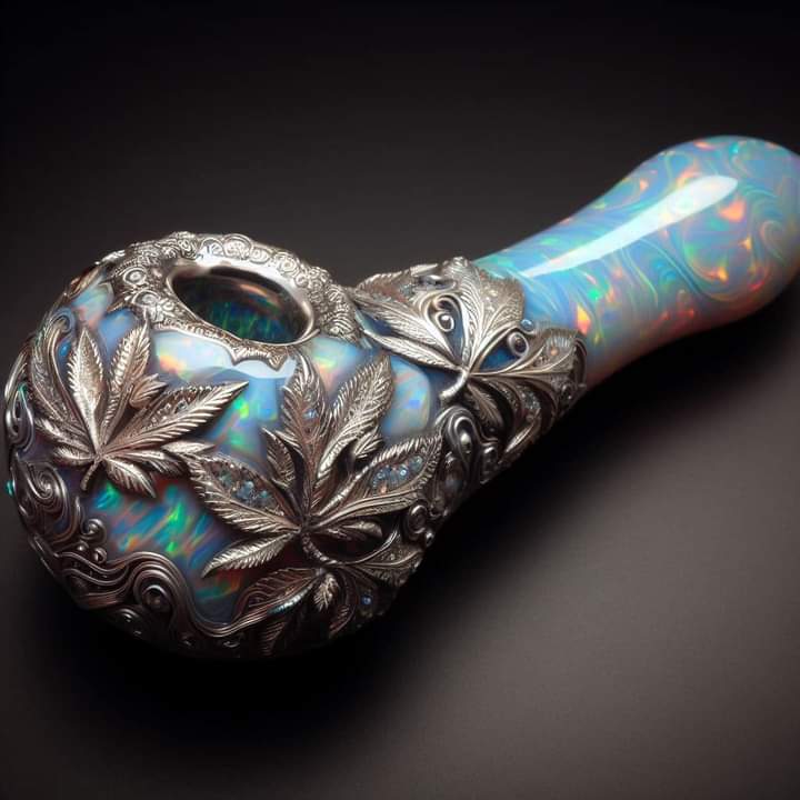 OutbackAnd's tweet image. Impressive an opal and Stirling silver pipe. Unfortunately the opal appears to be synthetic