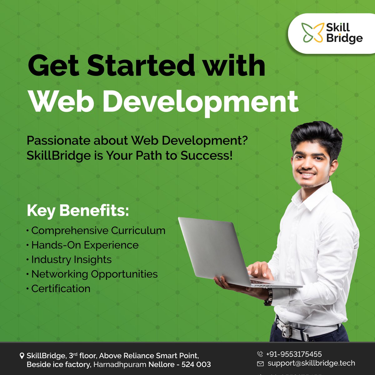 SkillBridge2023's tweet photo. Calling all future web developers! 📱💻

Are you ready to take your tech skills to the next level? Join our SkillBridge center and embark on a journey to becoming a web development expert!

We'll equip you with the knowledge and hands-on experience. #SkillBridge https://t.co/MZemT3Z8ns