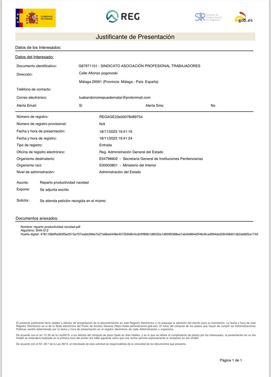 📄 #Escrito | Registramos Documento dirigido al Secretario General de <a href="/IIPPGob/">Instituciones Penitenciarias</a> denunciando el REPARTO DE PRODUCTIVIDAD de Navidad en Prisiones.

👉🏼 Desde que se hizo cargo de IIPP en 2018 Usted discrepaba por la forma arbitraria y discrecional imperante en el reparto de dicha