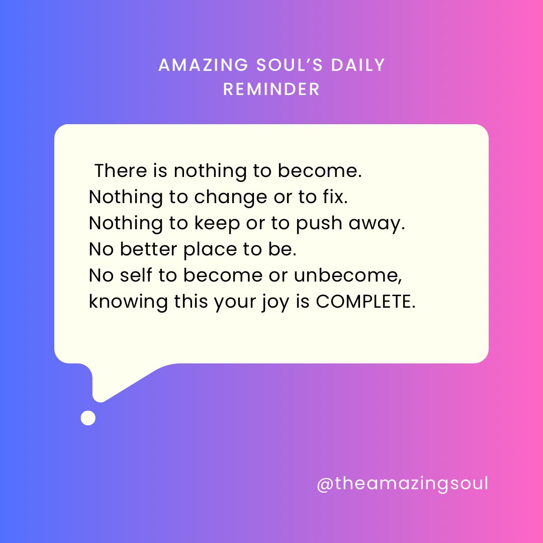 TheAmazingsoul_'s tweet image. 🌟 Embrace the beauty of "Being Complete" 🌟

In a world that often urges us to seek perfection, remember: your completeness lies within you, just as you are. 
Embrace your quirks, your journey, and your unique story. 🌿💖

#BeingComplete #SelfAcceptance #EmbraceYourJourney