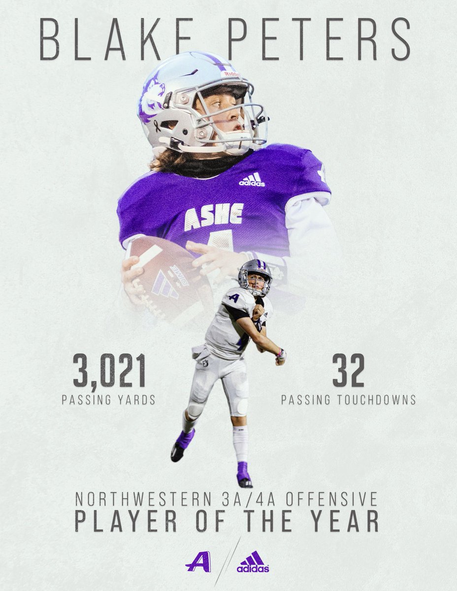 Congrats to our QB <a href="/BlakePeters_4/">Blake Peters</a> on being named the Offensive Player of the Year in the Northwestern 3A/4A