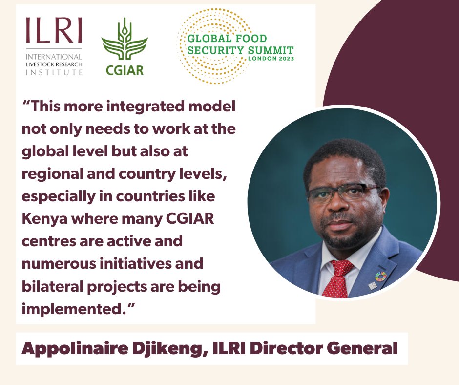 The on-going reorganisation of the CGIAR presents an opportunity to leverage all its capabilities and assets to deliver benefits to those we serve in low-and-middle-income countries, says ILRI DG @ADjikeng at #GFSS23.