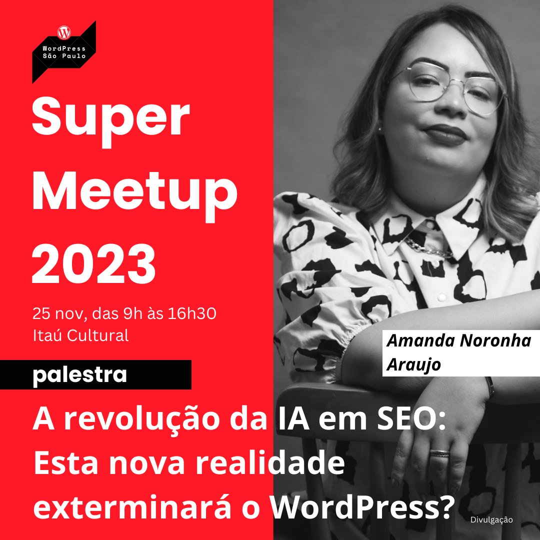 Amanda Noronha Araujo [@NoronhAmandy] é palestrante do Super Meetup 2023 – Rumo ao WordCamp São Paulo 2024. Saiba mais em wp.sampa.br

#SEO #IA #InteligênciaArtificial #SuperMeetup2023 #Meetup #WordPress #WPSP 
#WCSP #WordCampSãoPaulo
#ComunidadeWordPressSãoPaulo