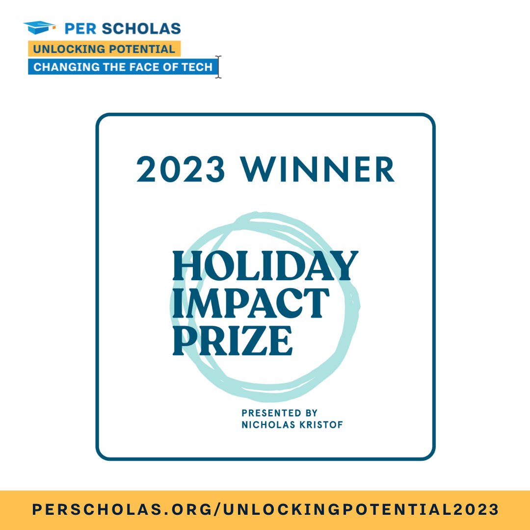 We’re proud to be selected for a second time alongside @Camfed, @OneGoalGraduate and @Welcomeus as honorees of the 2023 @KristofImpact #HolidayImpactPrize. Support our work: kristofimpact.gift/PerScholas