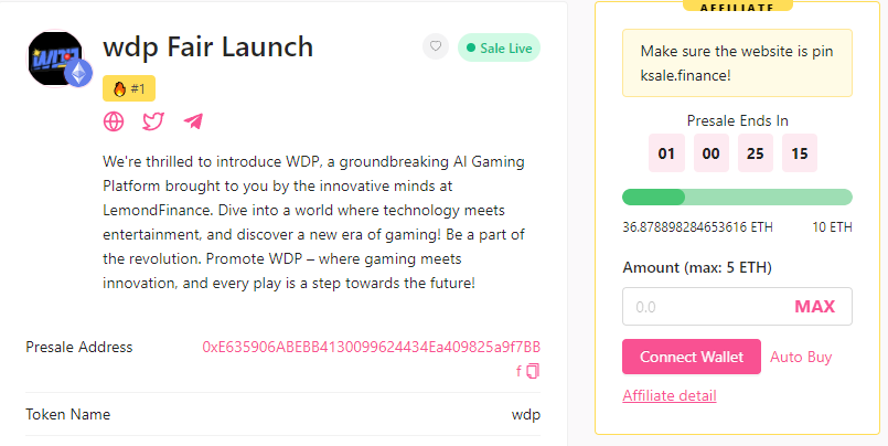<a href="/WDPAIGAMING/">WDP AI GAMING</a>  is smashing it!
pinksale.finance/launchpad/0xE6…

Almost 40 ETH
