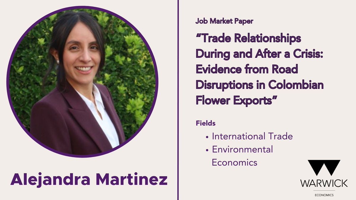 Meet our #EconJobMarket candidate Alejandra Martinez! @martinez_econ In her job market paper, she sheds light on the dynamics of international buyer-seller relationships in the context of extreme weather events. Learn more about Alejandra: buff.ly/47Fxw4L