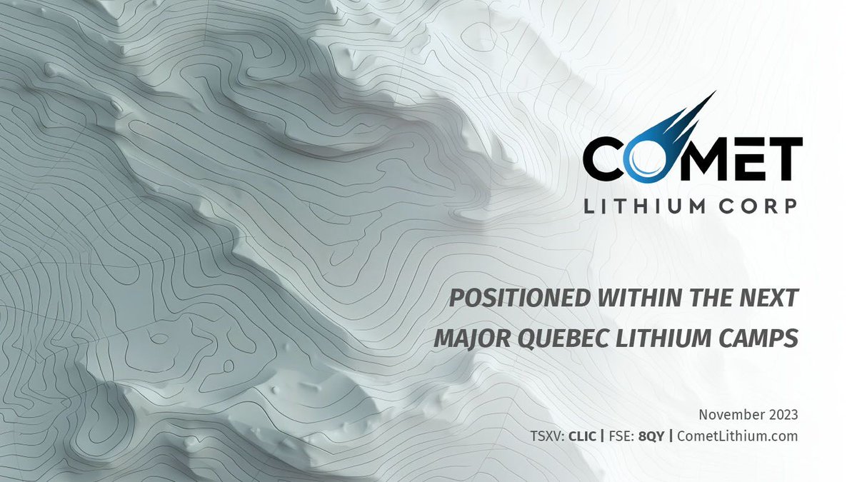 Discover our strategic positioning in Quebec's James Bay region with properties adjacent to major deposits🇨🇦

New corporate presentation⤵️ 

cometlithium.com/CometLithium_N… 

$CLIC.V #lithium #criticalmetals #mining #Quebec #TSXV #Canada #LibertyProperty #JamesBay #TroilusEast ☄️