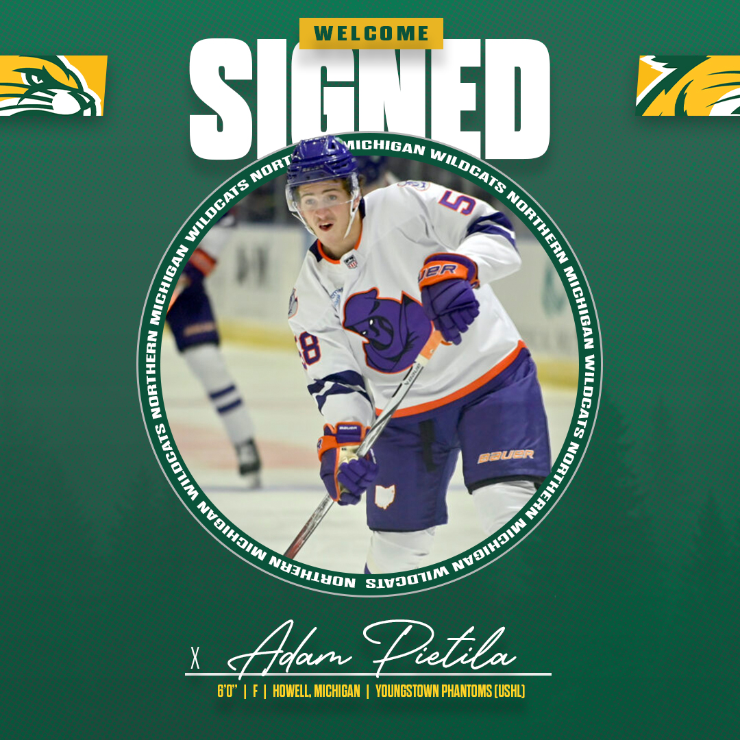 𝐒𝐈𝐆𝐍𝐄𝐃: Adam Pietila

A 6’0” right-shot forward from Howell, Michigan, Pietila currently plays for the Youngstown Phantoms of the USHL. Last season, Pietila played for the Bismarck Bobcats of the NAHL, where he scored 25 goals and 25 assists for 50 points in 51 games.