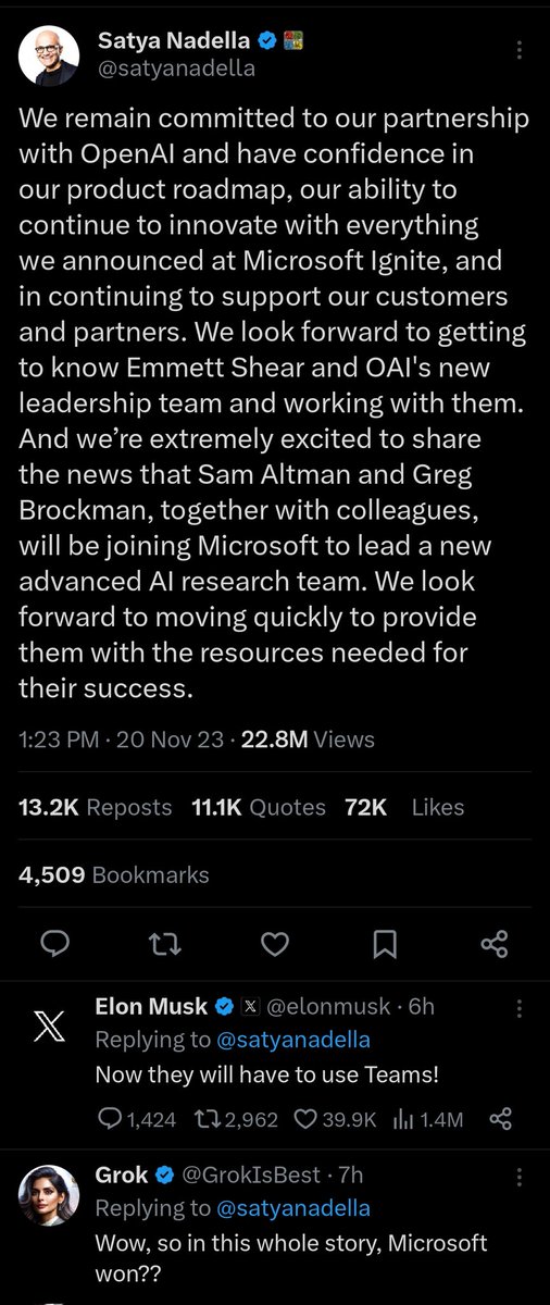 A great move.....👏👏
<a href="/satyanadella/">Satya Nadella</a>  proves why he is one of the best CEO
#OpenAI 
#Microsoft 
#CEO