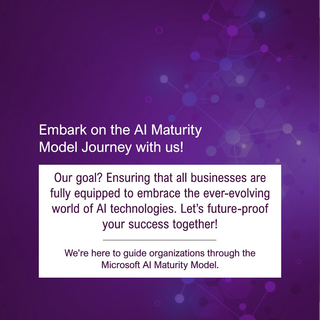 ResonantCons's tweet image. Start Your AI Journey with Us 🌟
Let us guide you through the AI landscape and future-proof your business. Together, we&apos;ll explore the Microsoft AI Maturity Model to unlock your potential.
#AIMaturityModel #AIJourney #FutureReady #DigitalInnovation #TransformWithAI
