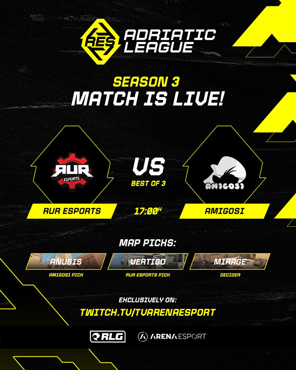 REScircuit_EN's tweet photo. Opening game of RES Adriatic League - Season 3 is about to start, tune in!🔥
⚔️: @klanrur vs #amigosi
🎙️: @pakeycs & @V1dojevic
📺: https://t.co/z6pwKVi73J
#RESTour | #AENAKANTER https://t.co/WYf6QkORWb