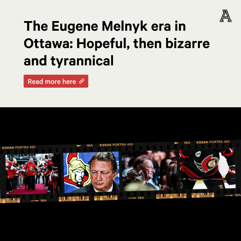 TheAthletic's tweet photo. From "beyond embarrassing" meltdowns to puzzling personnel decisions: An in-depth look at Melnyk's mercurial two-decade reign