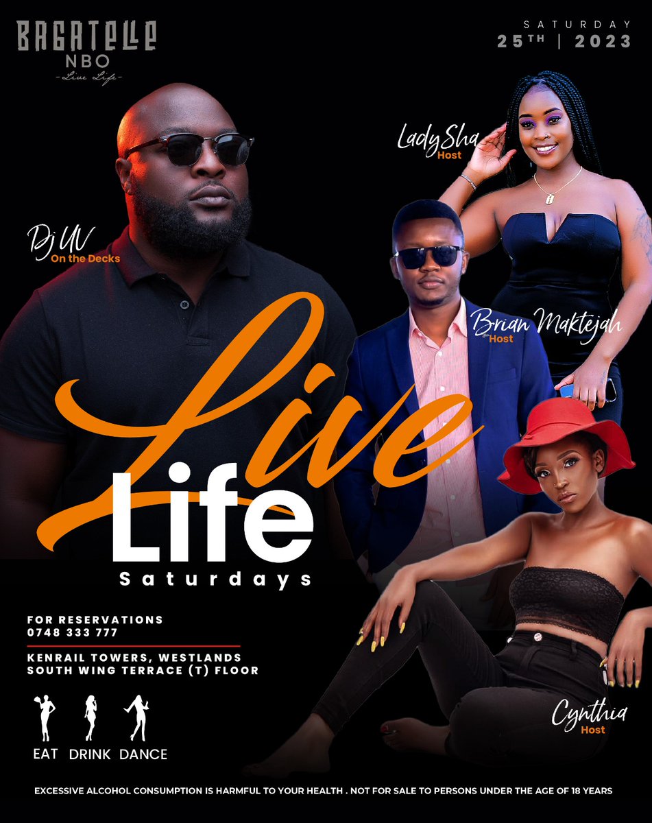 This Saturday we either go big or bigger nothing less. On the Decks will be <a href="/djuvlive/">DJ UV</a> playing all  your favourite jams. @ladysha_chepkemoi and <a href="/CynthiaImoli/">Cynthia Imoli</a>  will be our hosts for the night.  Come eat, drink, dance with your friends and family.  For reservations call: 0748333777.