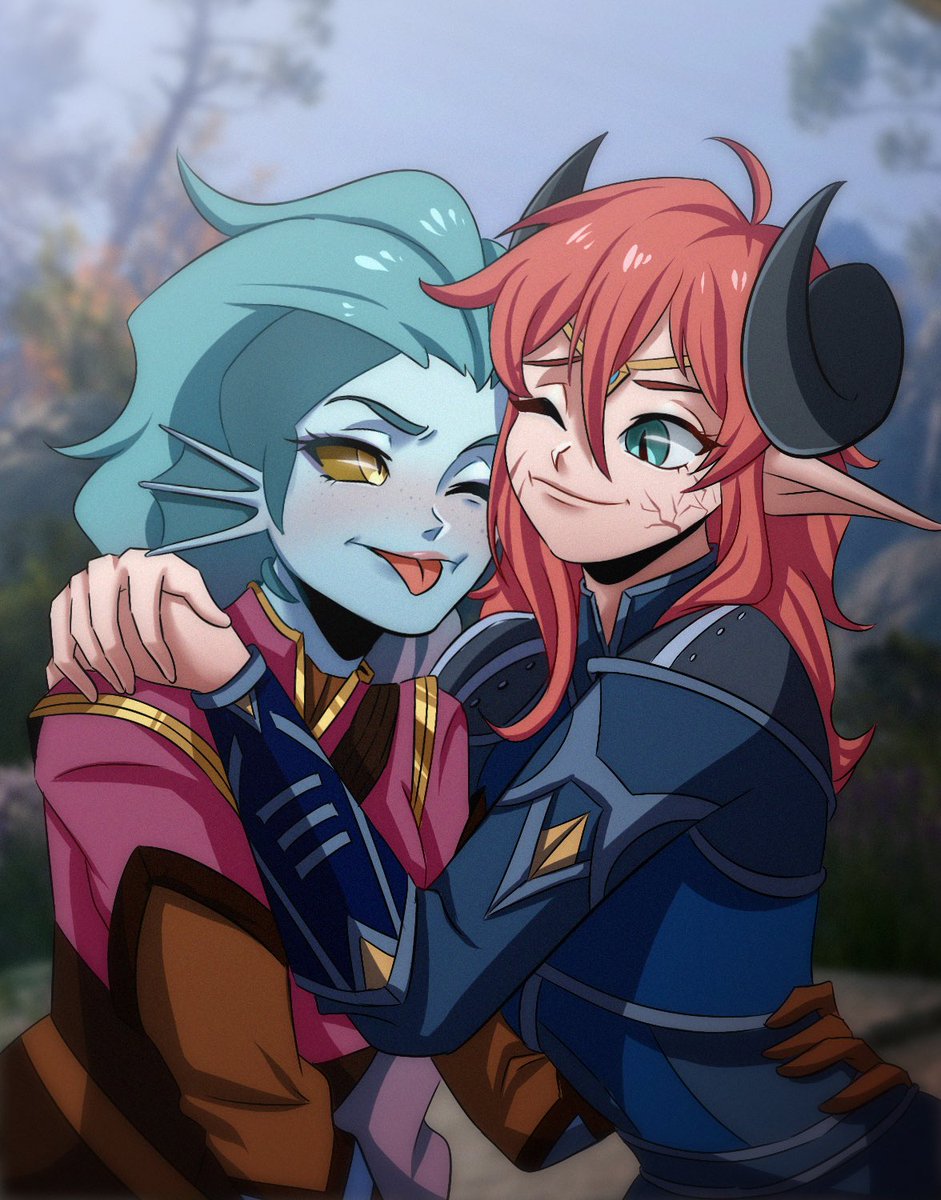 Been playing baldur’s with a friend and we took out our little triton and dragon fairy on a little adventure ✨✨ 

#BG3 #tav #dnd #oc