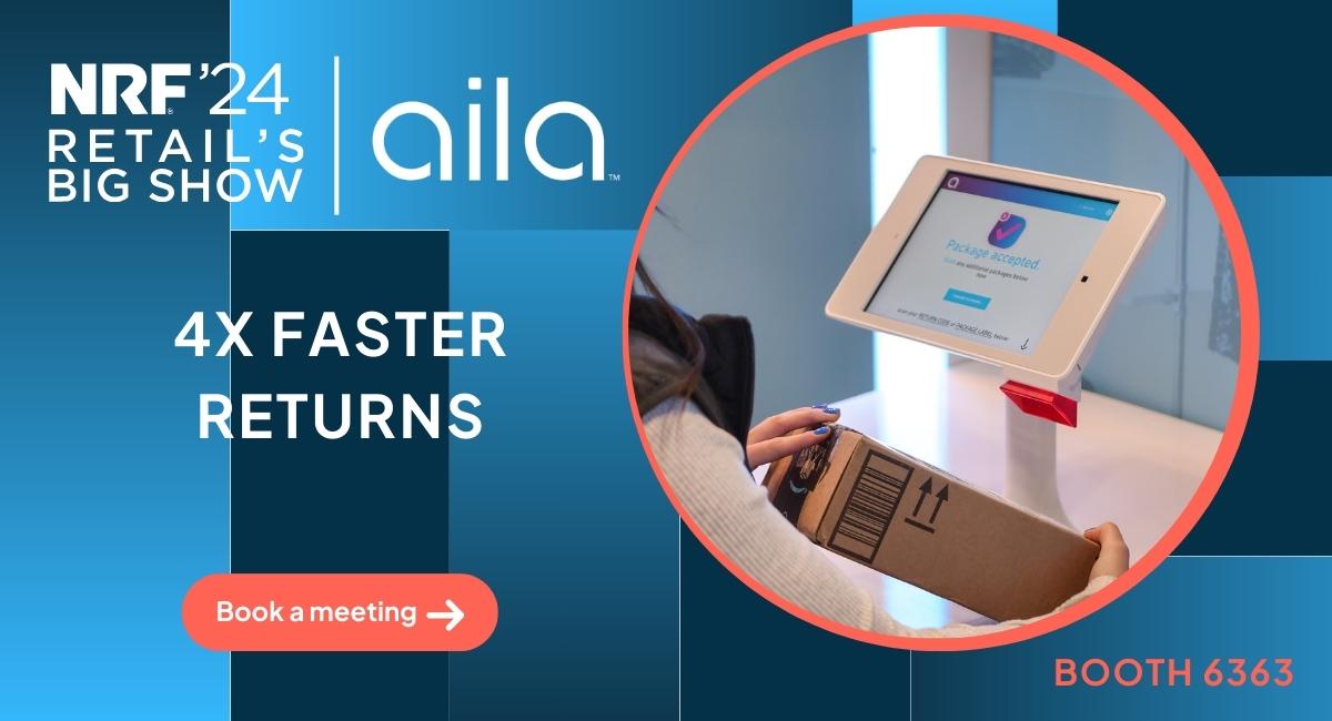 Expecting holiday returns to be off the charts? Automate with Aila and boost processing by 4X. See how at booth 6363 #NRF2024. Book a meeting for a personalized demo: hubs.li/Q029htcW0 

#RetailInnovation #AutomationRevolution #NRF #ailatech