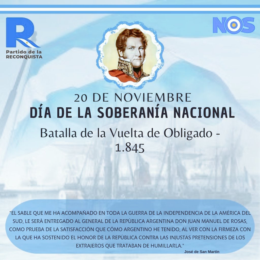 Día de la Soberanía Nacional
#20deNoviembre 
Es responsabilidad de todo argentino la defensa de nuestra Patria.
#SomosNOS
#SomosLaReconquista