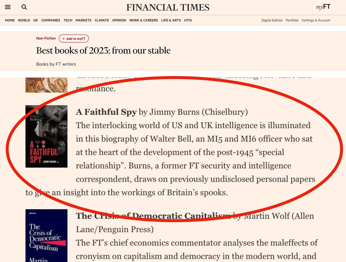 chiselbury's tweet image. 'A Faithful Spy' by @Jimmy_Burns picked by @FT in its 'Best books of 2023: from our stable'.
It's available to buy from chiselbury.co.uk/bookstore, Amazon and all good bookshops.
ft.com/content/3924dd…