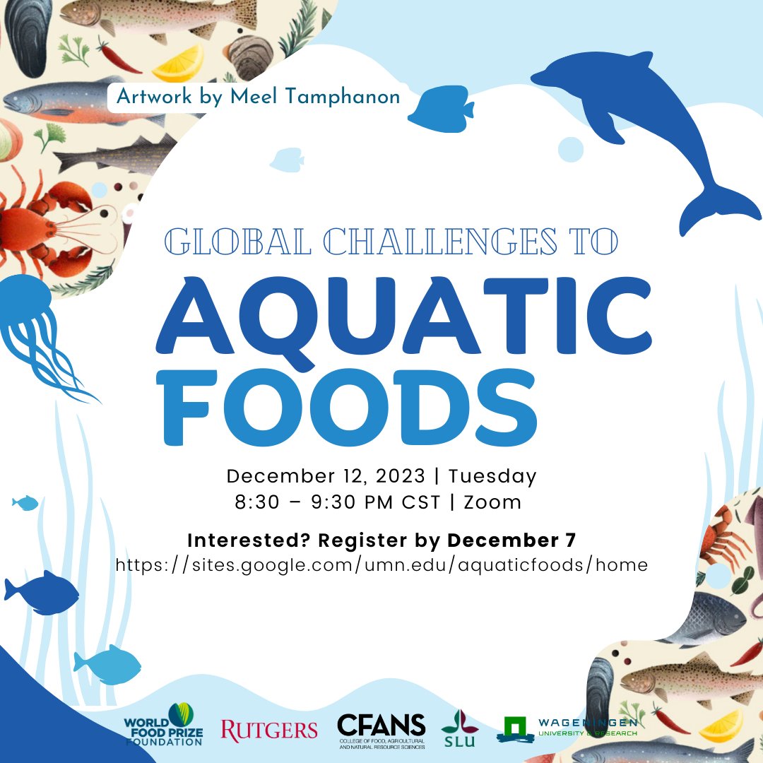 MNYIchallenge's tweet photo. Dive into the global challenge and future of aquatic foods! 🌊
Join us on December 12, 2023, from 8:30 – 9:30 AM CST for a global discussion with guests around the world!  
Register by December 7 at the link in our bio!
#AquaticFoods #GlobalChallenges #FoodSecurity #seafood #fish https://t.co/roQff1YQQp