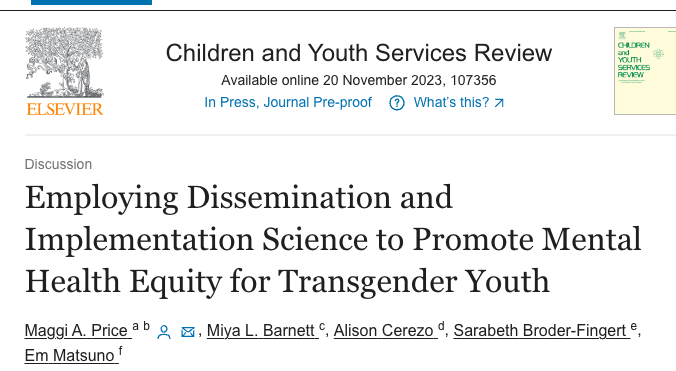 Learn to boost #MentalHealthEquity using D&I science in our new paper w/ @MiyaBarnett @acerezo @sbroderfingert @EmMatsuno We offer strategies to fight transphobia & support #TransYouth like gender-affirming practices & policy reform! Read more📜: tinyurl.com/ditransyoutheq…